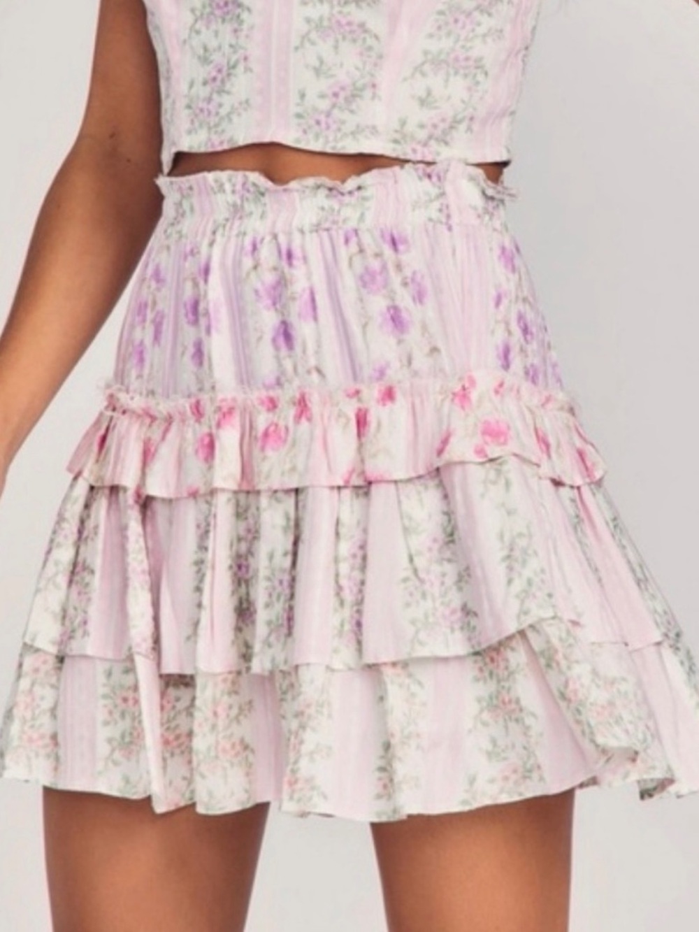 LoveShackFancy Corbett Skirt in Pastel Clouds - Picture 2 of 3